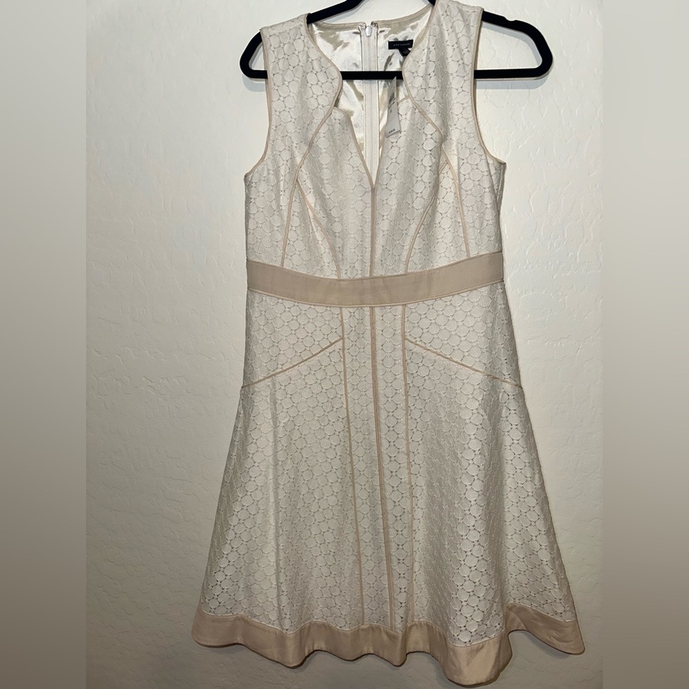 NWT Ann Taylor Cream LACY/EYELET DRESS